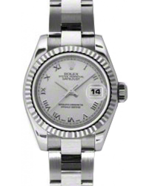Rolex Lady-Datejust 26 179174-SLVRO Silver Roman Fluted White Gold Stainless Steel Oyster - BRAND NEW