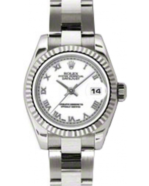 Rolex Lady-Datejust 26 179179-WHTRO White Roman Fluted White Gold Oyster - BRAND NEW