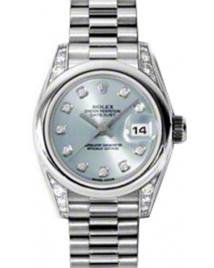 Rolex Lady-Datejust 26 179296-IBLUDP Ice Blue Diamond Set Platinum President - BRAND NEW