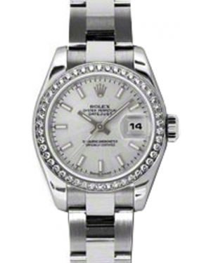 Rolex Lady-Datejust 26 179384-SLVSO Silver Index Diamond Bezel Stainless Steel Oyster - BRAND NEW