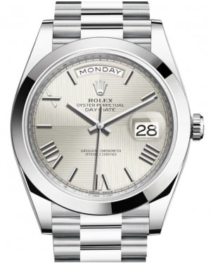 Rolex Day-Date 40 President Platinum Silver Quadrant Motif Roman Dial 228206 - BRAND NEW
