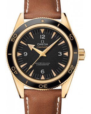 Omega Seamaster 300 Master Co-Axial Chronometer 41mm Yellow Gold Black Dial Leather Strap 233.62.41.21.01.001 - BRAND NEW