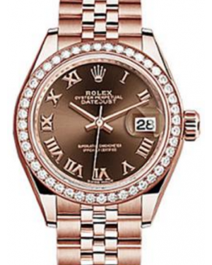 Rolex Datejust 28 279135 Chocolate Roman Diamond Bezel Rose Gold Jubilee - BRAND NEW
