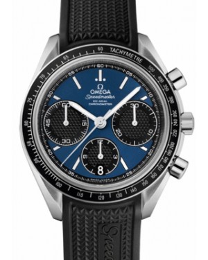 Omega 326.32.40.50.03.001 Speedmaster Racing Co-Axial Chronograph 40mm Blue Index Stainless Steel Rubber BRAND NEW