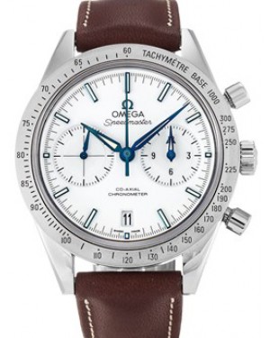 Omega Speedmaster '57 Co-Axial Chronometer Chronograph 41.5mm White Dial Titanium Leather Strap 331.92.42.51.04.001 - BRAND NEW