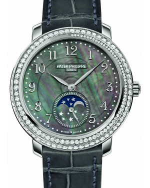 Patek Philippe Complications Ladies Moon Phases Black Tahitian White Gold Mother of Pearl Dial 4968G-001 - BRAND NEW