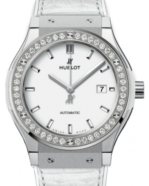 Hublot Classic Fusion 542.NE.2010.LR.1204 White Index Diamond Bezel & Titanium Case Leather 42mm BRAND NEW
