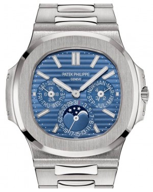 Patek Philippe Nautilus Perpetual Calendar Automatic White Gold 40mm Blue Dial White Gold Bracelet 5740/1G-001 - PRE-OWNED