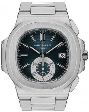 Patek Philippe Nautilus 5980/1A-001 Blue Index Stainless Steel Chronograph 40.5mm 