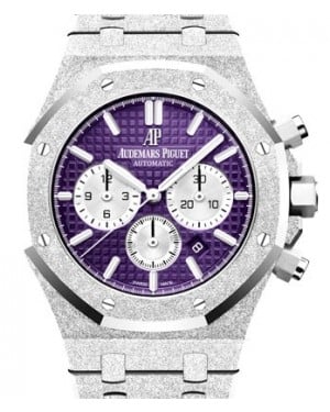 Audemars Piguet Royal Oak Frosted Gold Selfwinding Chronograph White Gold Purple Index Dial 41mm White Gold Bracelet 26331BC.GG.1224BC.01
