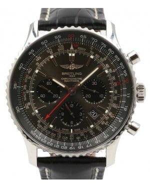 Breitling Navitimer 01 AB01271A Black Index Stainless Steel Leather Chronograph 46mm - PRE-OWNED