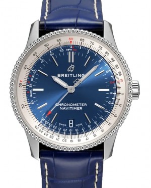 Breitling Navitimer 1 Blue Dial Stainless Steel Bezel Leather Strap 38mm A17325211.C1P1 - BRAND NEW