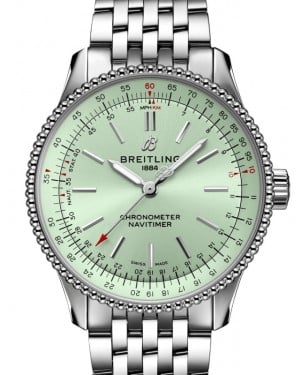 Breitling Navitimer Automatic 35 Stainless Steel Mint Green Dial A17395361L1A1 - BRAND NEW