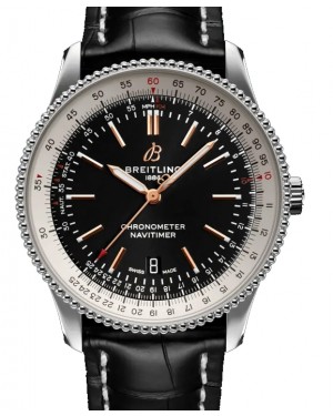 Breitling Navitimer Automatic 41 Black Dial Stainless Steel Bezel Leather Strap A17326211.B1P1 - BRAND NEW