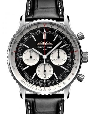 Breitling Navitimer B01 Chronograph 43 Stainless Steel Black Dial Leather Strap AB0138211B1P1 - BRAND NEW