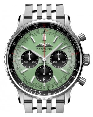Breitling Navitimer B01 Chronograph 43 Stainless Steel Mint Green Dial AB0138241L1A1 - BRAND NEW