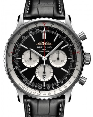 Breitling Navitimer B01 Chronograph 46 Stainless Steel Black Dial Leather Strap AB0137211B1P1 - BRAND NEW