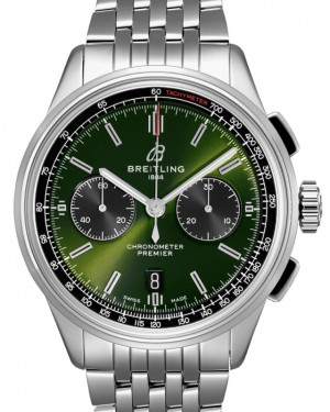 Breitling Premier B01 Chronograph 42 Bentley British Racing Stainless Steel Green Dial AB0118A11L1A1 - BRAND NEW