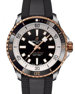 Breitling Superocean Automatic 42 Stainless Steel/Red Gold Black Dial Rubber Strap U17375211B1S1 - BRAND NEW