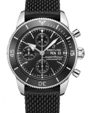 Breitling Superocean Heritage Chronograph 44 Stainless Steel Ceramic Bezel 44mm Black Dial Rubber Strap A13313121B1S1 - BRAND NEW