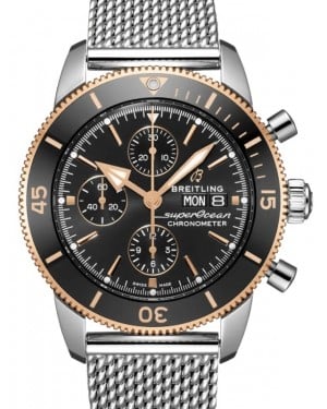 Breitling Superocean Heritage Chronograph 44 Stainless Steel Red Gold Black Dial Bracelet U13313121B1A1 - BRAND NEW