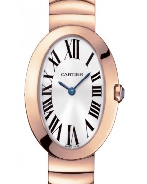 Cartier Baignoire Ladies Watch Small Quartz Rose Gold Silver Dial Rose Gold Bracelet W8000005 - BRAND NEW