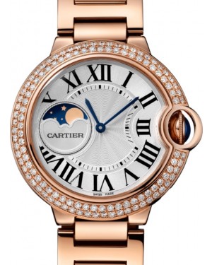 Cartier Ballon Bleu de Cartier Ladies Watch Automatic Rose Gold Diamond Bezel 37mm Silver Dial Rose Gold Bracelet WJBB0025 - BRAND NEW