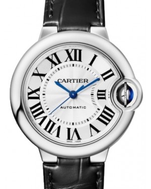 Cartier Ballon Bleu de Cartier Stainless Steel 33mm Silver Dial Leather Strap WSBB0030 - BRAND NEW