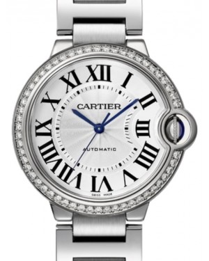 Cartier Ballon Bleu de Cartier Ladies Watch Automatic Stainless Steel Diamond Bezel 36mm Silver Dial Steel Bracelet W4BB0024 - BRAND NEW