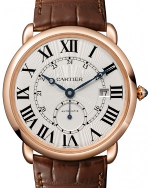 Cartier Ronde Louis Cartier Men's Watch Automatic Rose Gold 40mm Silver Dial Alligator Leather Strap W6801005 - BRAND NEW