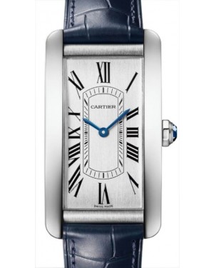 Cartier Tank Américaine Large Stainless Steel Silver Dial Leather Strap WSTA0083 - BRAND NEW
