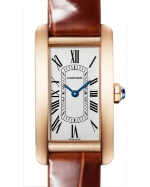 Cartier Tank Américaine Small Quartz Rose Gold Silver Dial Leather Strap WGTA0133 - BRAND NEW