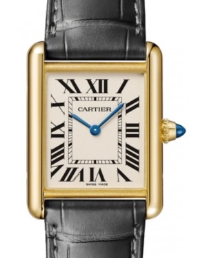 Cartier Tank Louis Cartier Large Quartz Yellow Gold Silver Dial Leather Strap WGTA0067 - BRAND NEW