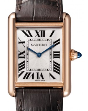 Cartier Tank Louis Cartier Large Manual Winding Rose Gold Silver Dial Leather Strap WGTA0011 - BRAND NEW