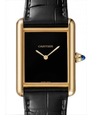 Cartier Tank Louis Cartier Large Manual Winding Yellow Gold Black Dial Leather Strap WGTA0091 - BRAND NEW