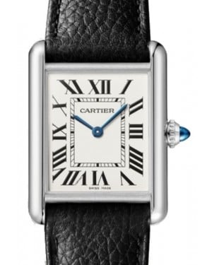 Cartier Tank Must Ladies Watch Large Quartz Stainless Steel Silver Dial Leather Strap WSTA0041 - BRAND NEW
