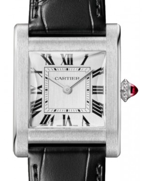 Cartier Tank Normale Large Platinum Silver Dial Alligator Leather Strap WGTA0109 - BRAND NEW