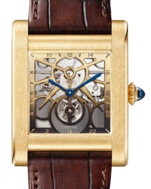 Cartier Tank Normale Large Yellow Gold Skeleton Dial Alligator Leather Strap WHTA0021 - BRAND NEW
