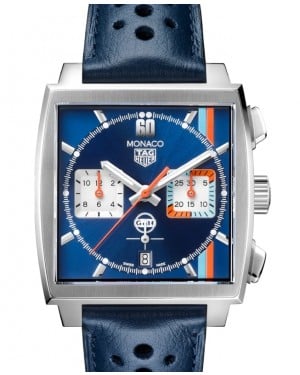 Tag Heuer Monaco Gulf Stainless Steel Blue Index Dial & Leather Strap  CBL2115.FC6494 - BRAND NEW