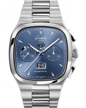 Glashutte Seventies Chronograph Panorama Date Stainless Steel Blue 40mm Dial Bezel Bracelet 1-37-02-03-02-70 - BRAND NEW