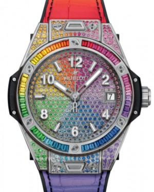 Hublot Big Bang 3-Hands One Click Steel Rainbow 39mm Rainbow Dial Rubber and Alligator Leather Straps 465.SX.9900.LR.0999 - BRAND NEW