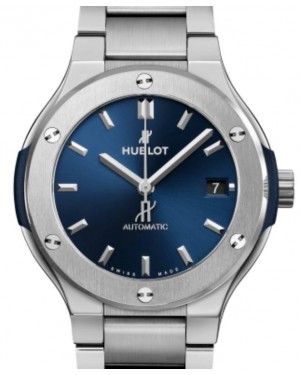 Hublot Classic Fusion 3-Hands Blue Titanium Bracelet 38mm Blue Dial 568.NX.7170.NX - BRAND NEW