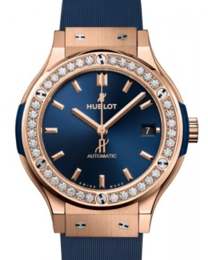 Hublot Classic Fusion 3-Hands King Gold Blue Diamonds 38mm 565.OX.7180.RX.1204 - BRAND NEW