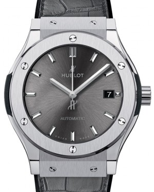 Hublot Classic Fusion 3-Hands Titanium 45mm Grey Dial Rubber and Alligator Leather Straps 511.NX.7071.LR - BRAND NEW
