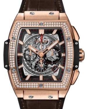 Hublot Shaped Spirit of Big Bang Chronograph King Gold Diamonds 45mm Sapphire Dial Rubber and Alligator Leather Straps 601.OX.0183.LR.1104 - BRAND NEW