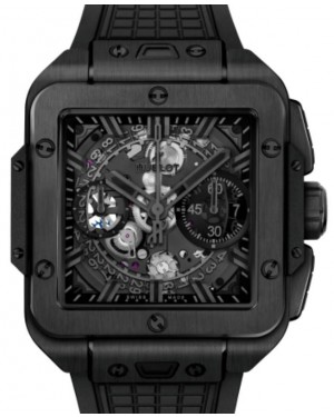 Hublot Shaped Square Bang Unico All Black Ceramic Limited Edition 42mm Skeleton Sapphire Dial Rubber Strap 821.CX.0140.RX - BRAND NEW