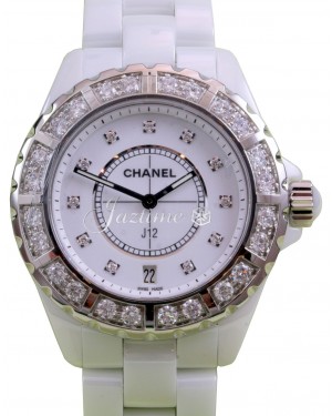 Chanel J12 H2430 Ladies 38mm White Ceramic Diamond Bezel  Dial Quartz - BRAND NEW