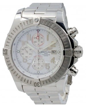Breitling Super Avenger A13370 White Arabic 48mm XL Stainless Pro 2 Mens BOX PAPERS
