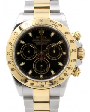 Rolex Daytona 116523 Black Chronograph Yellow Gold Stainless Steel