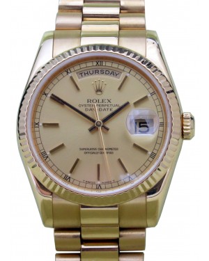 Rolex Day-Date President 118238 Champagne 36mm 18k Yellow Gold